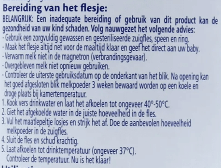 HiPP Stage 3 Dutch Goat Formula mixing instructions