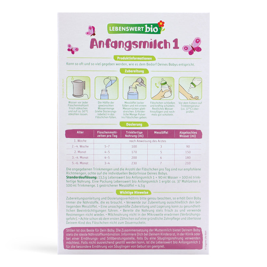 Lebenswert Organic Baby Formula Stage 1