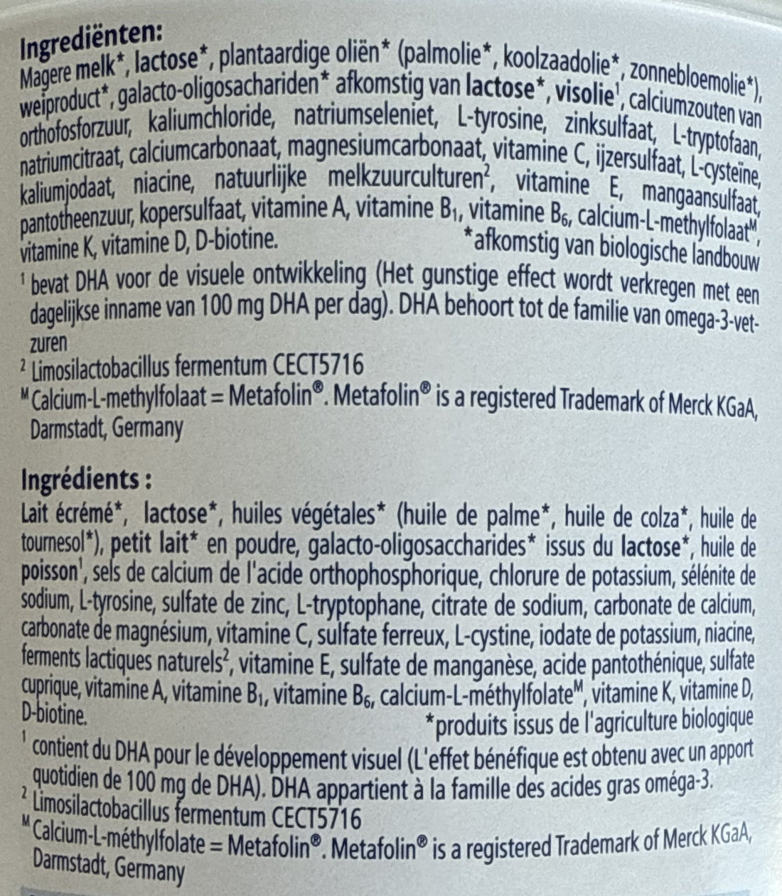 HiPP Stage 2 Dutch Formula ingredients