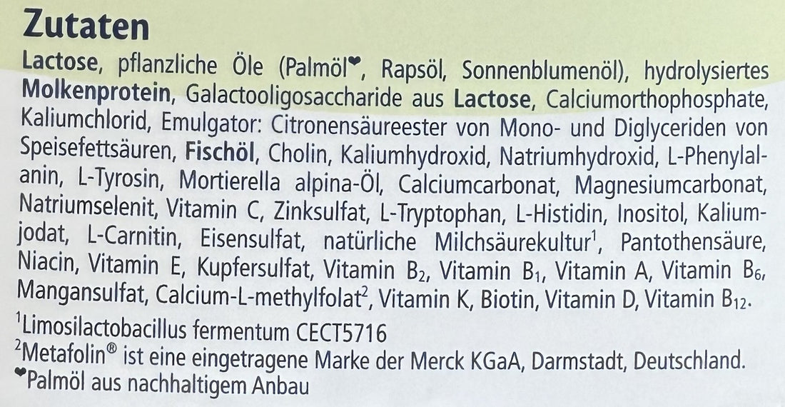 HiPP HA Stage PRE Formula ingredients