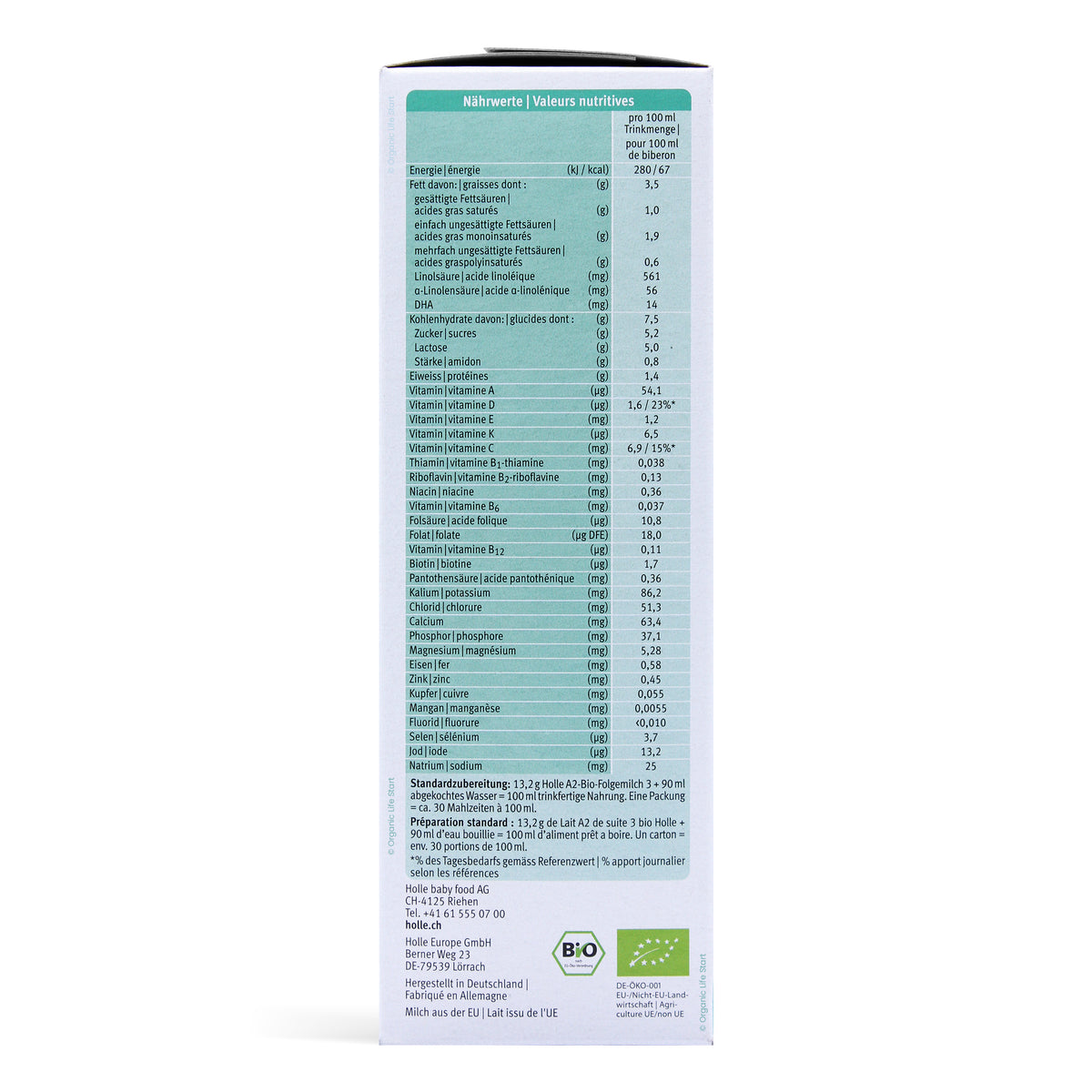 Holle A2 Stage 3 Ingredients Nutritional Information