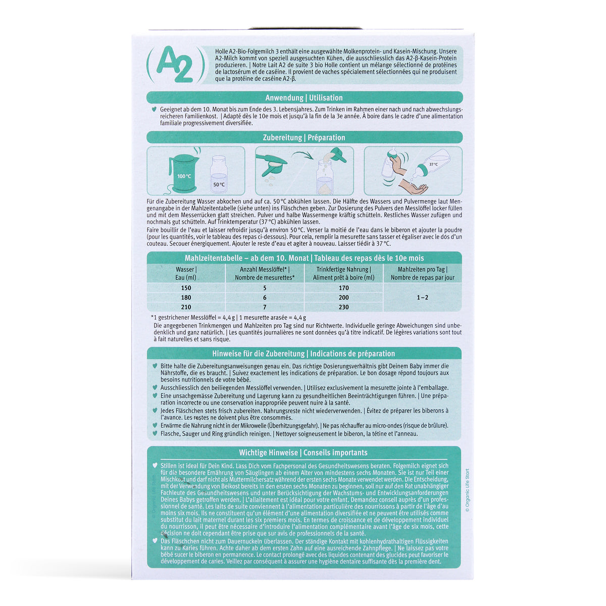 Holle A2 Stage 3 Feeding Instructions