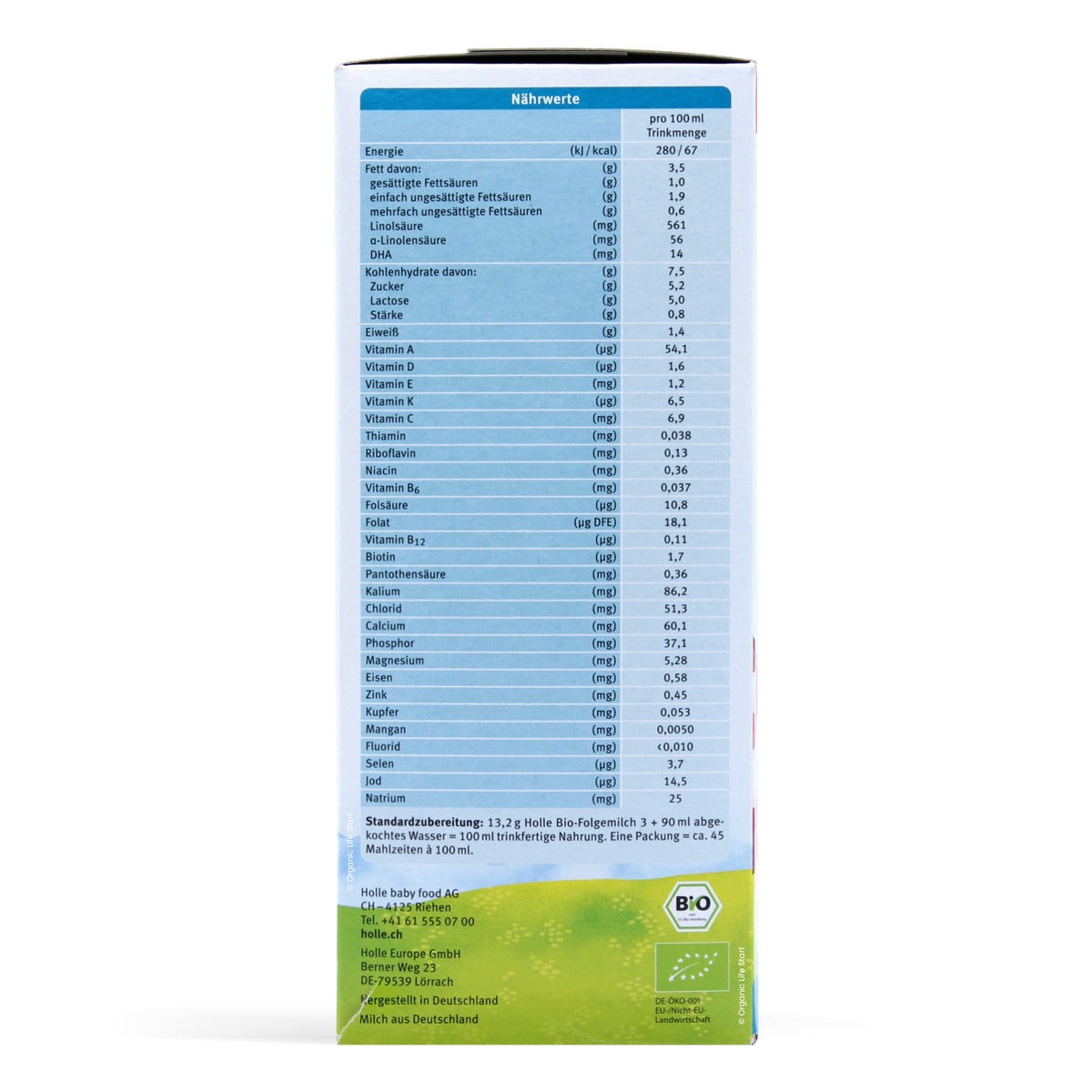 Holle Bio Stage 3 Ingredients Nutritional Information