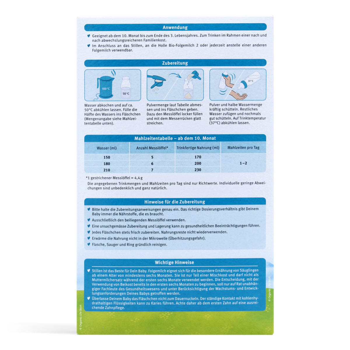 Holle Bio Stage 3 Feeding Instructions