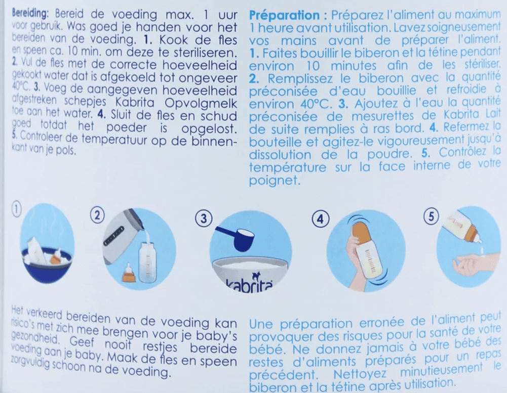 Kabrita Stage 2 Formula mixing instructions
