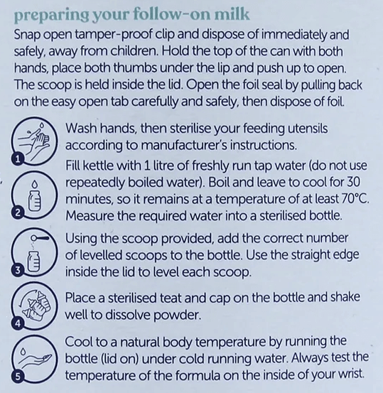 Kendamil Stage 2 Formula mixing instructions
