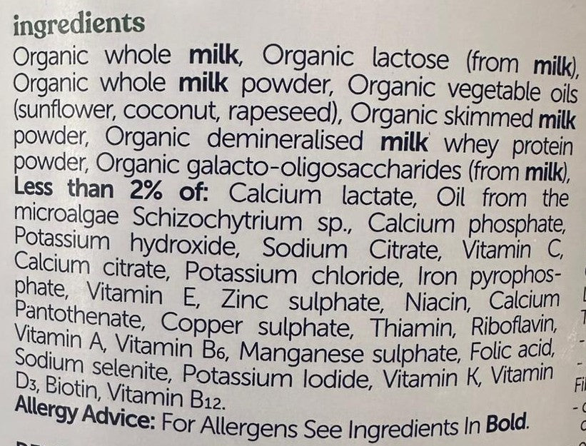 Kendamil Stage 3 Formula ingredients