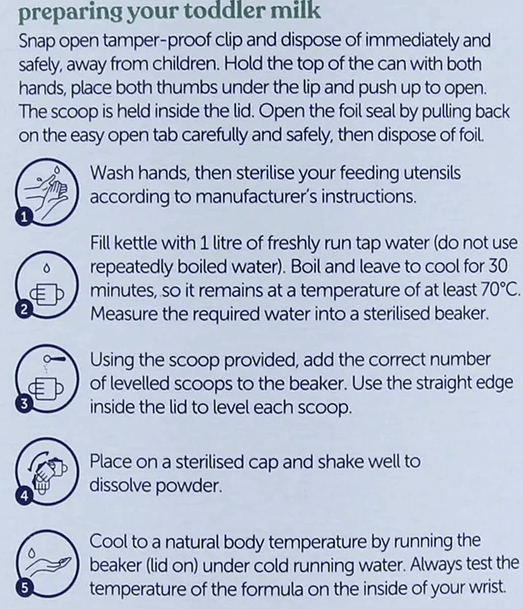 Kendamil Stage 3 Formula mixing instructions