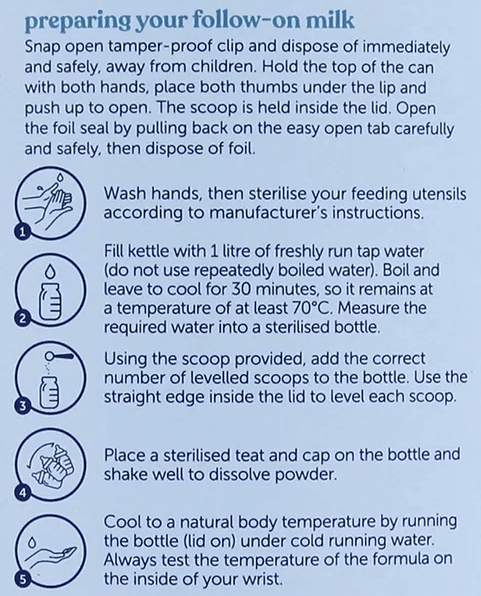 Kendamil Classic Stage 2 Formula mixing instructions
