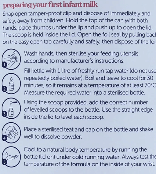 Kendamil Goat Stage 1 Formula mixing instructions