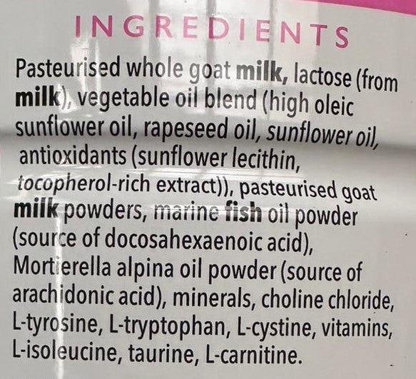 Nannycare Stage 1 Formula ingredients