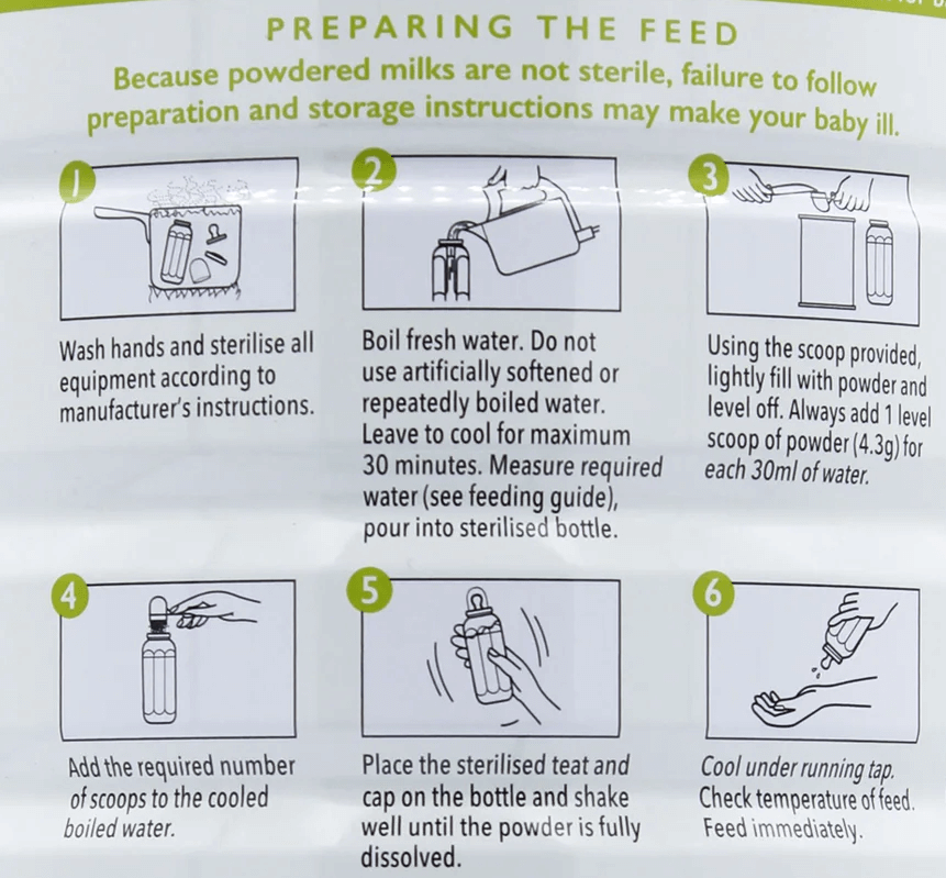 Nannycare Stage 2 Formula mixing instructions