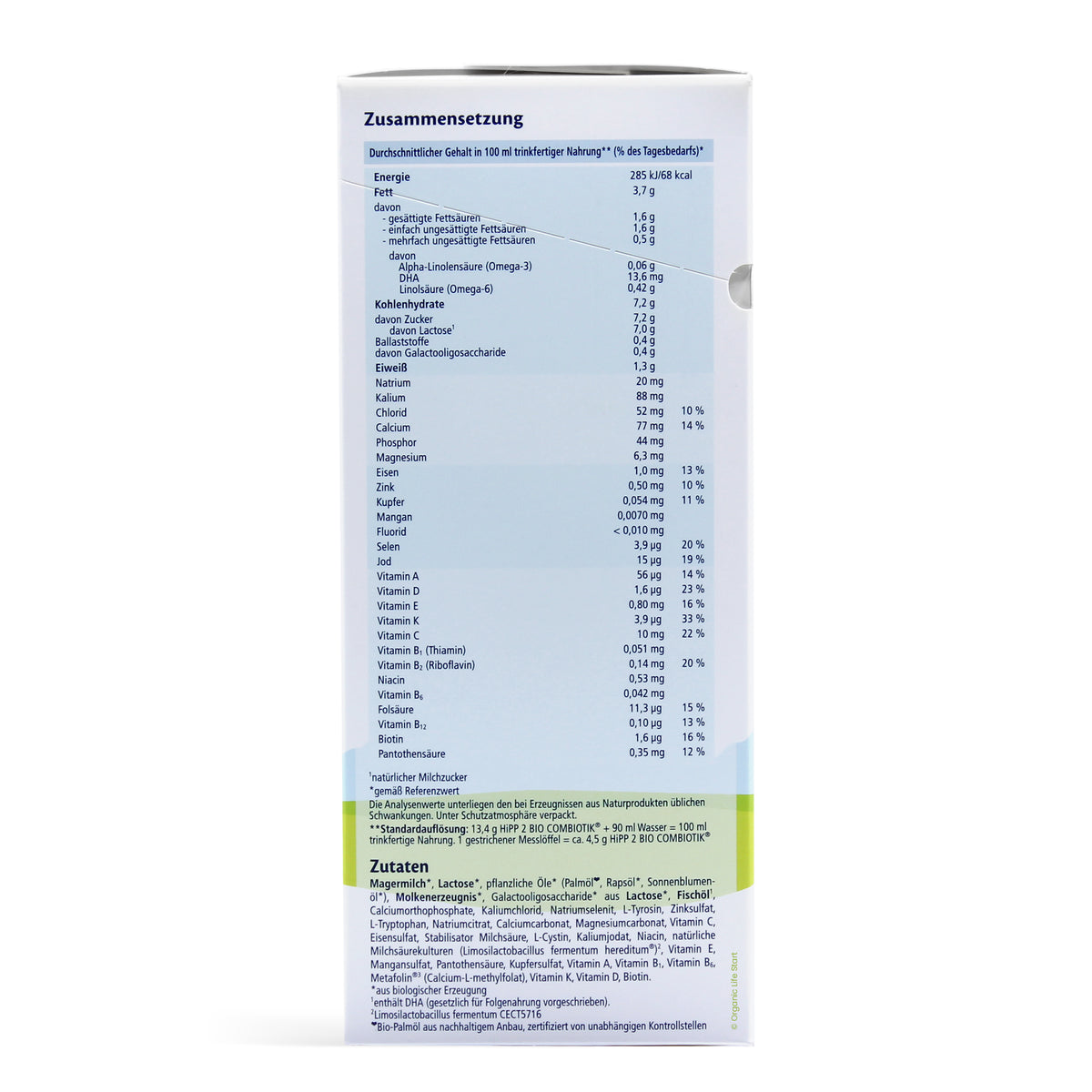 HiPP German Stage 2 No Starch  Ingredients Nutritional Information