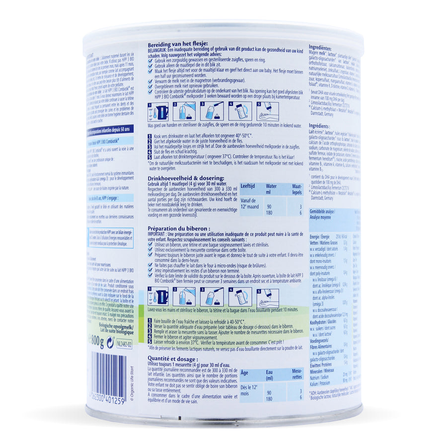 HiPP Dutch Stage 3 Feeding Instructions