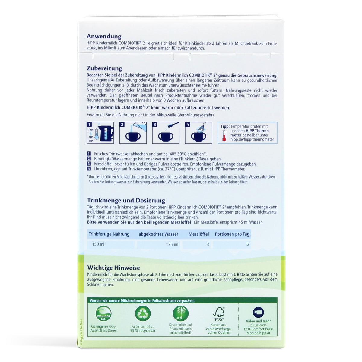 Hipp 2+ Kindermilch Feeding Instructions